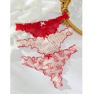 3 Pack Lettuce Trim Bow Detail Mesh Underwear